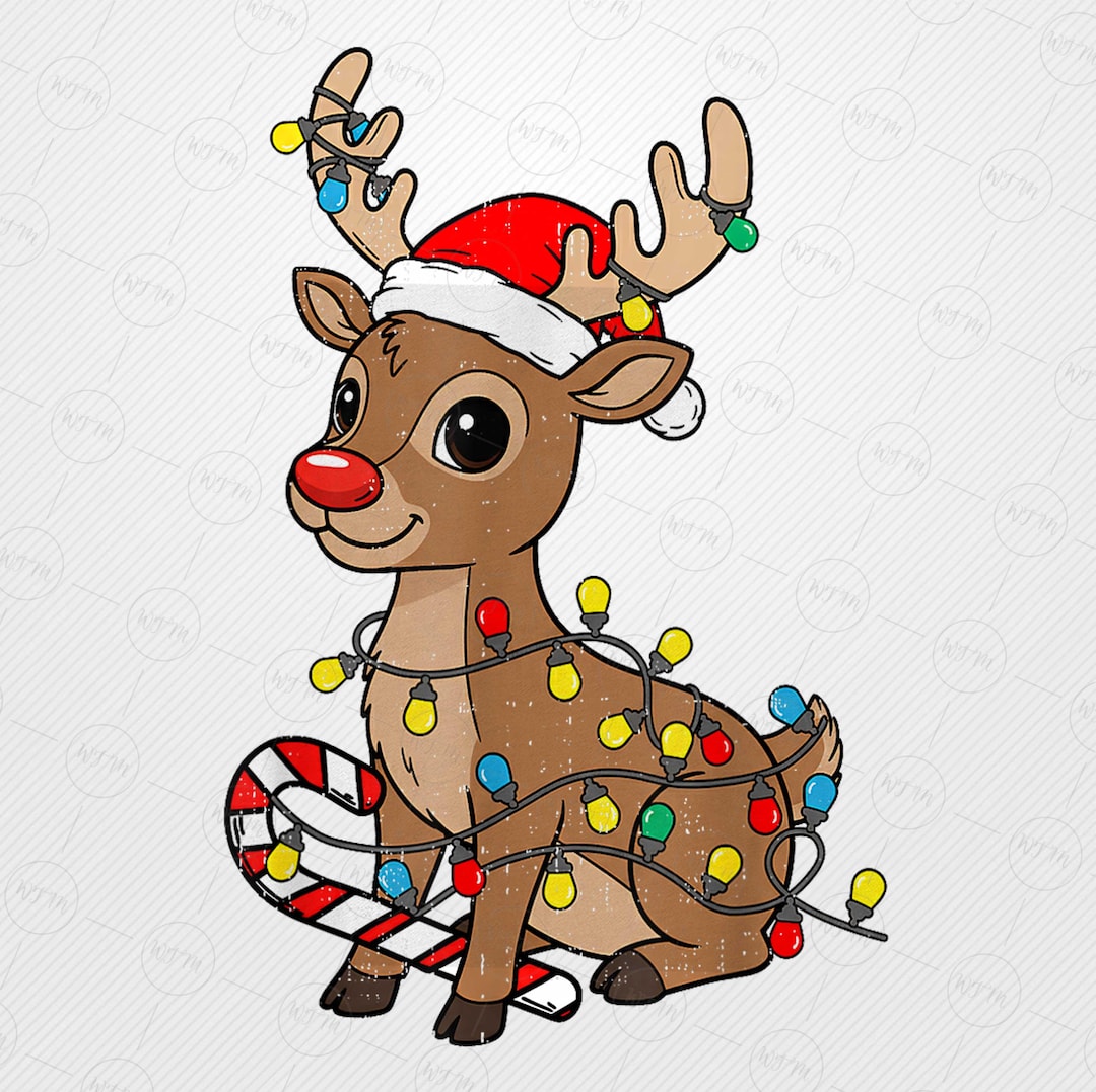 Distressed Rudolph Svg Rudolph Reindeer Christmas Lights PNG, Distressed Holiday , Candy Cane ...