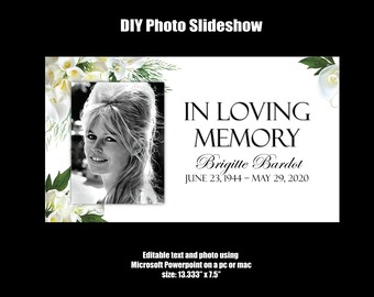 Virtual Memorial Slideshow DIY Celebration of Life Slideshow Funeral Slideshow Editable PDF Virtual Funeral