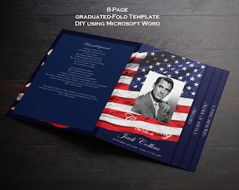 US Navy Funeral Program Template: Gestufte Faltkarte, 8-seitig (DOCX) Word Doc