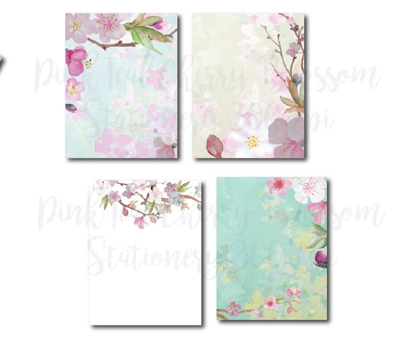 Cherry Blossoms Digital Paper Stationery Paper Printable | Etsy