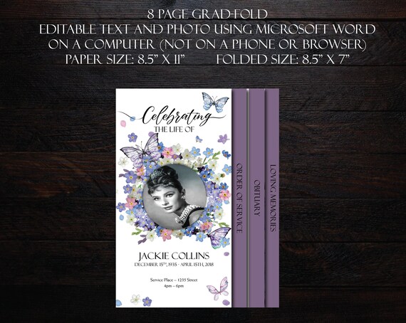 Funeral Program Template 8 Pages 8 Page Graduated Fold - Etsy