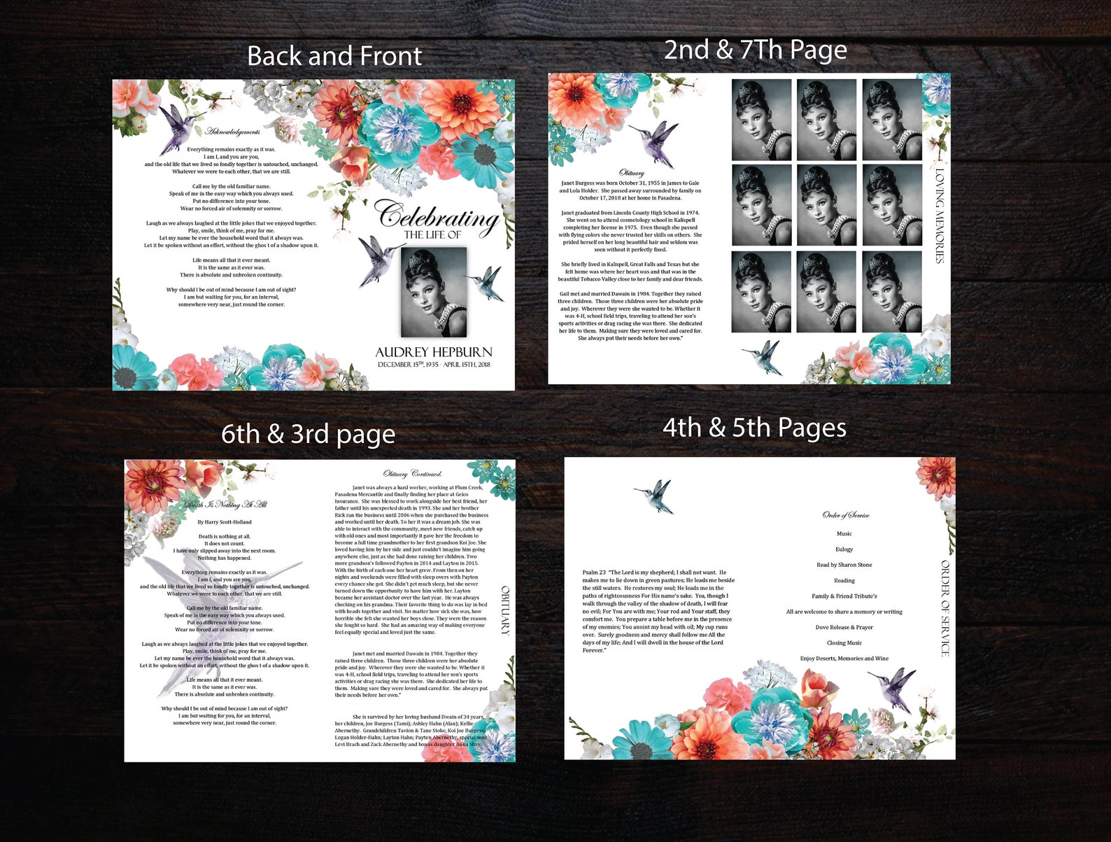 Funeral Program Template 8 Pages Graduated Fold Funeral Etsy