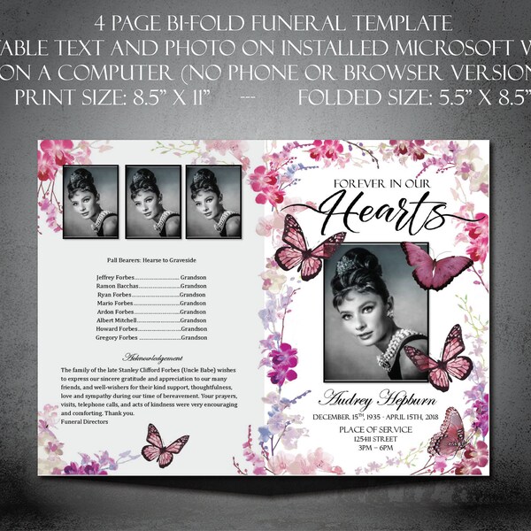 Printable Funeral Program Template - Etsy