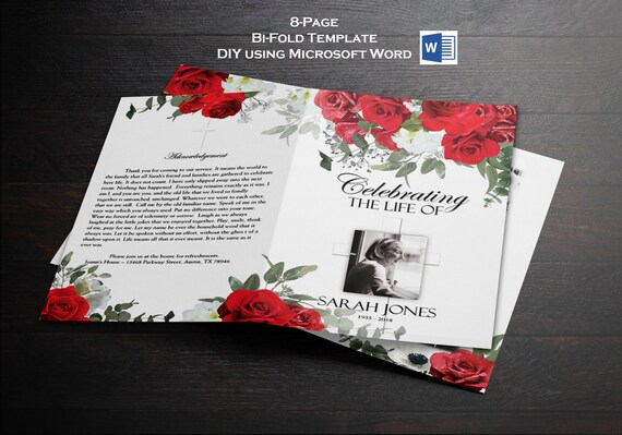 Funeral Program Template 8 Page Bi-fold Funeral Program - Etsy