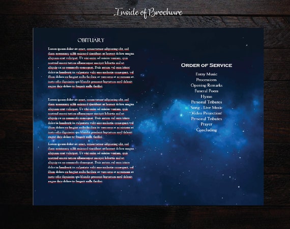 Funeral Program Template Printable Funeral Program Male Man Etsy