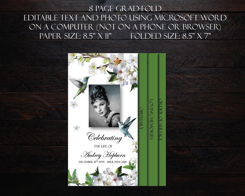 Funeral Program Template 8 Pages Graduated Fold Funeral Etsy