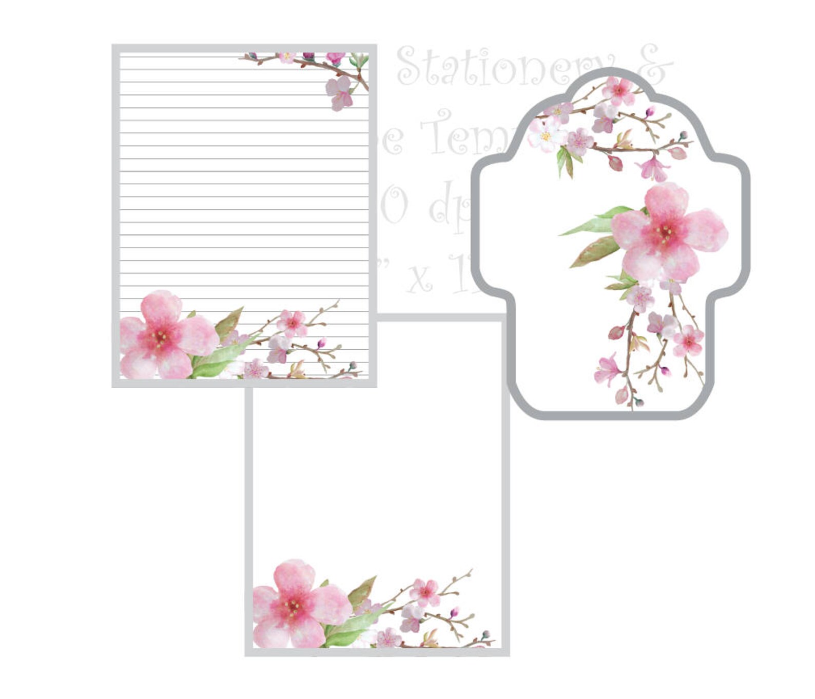 Cherry Blossom Digital Paper Pink Stationery Paper Printable - Etsy