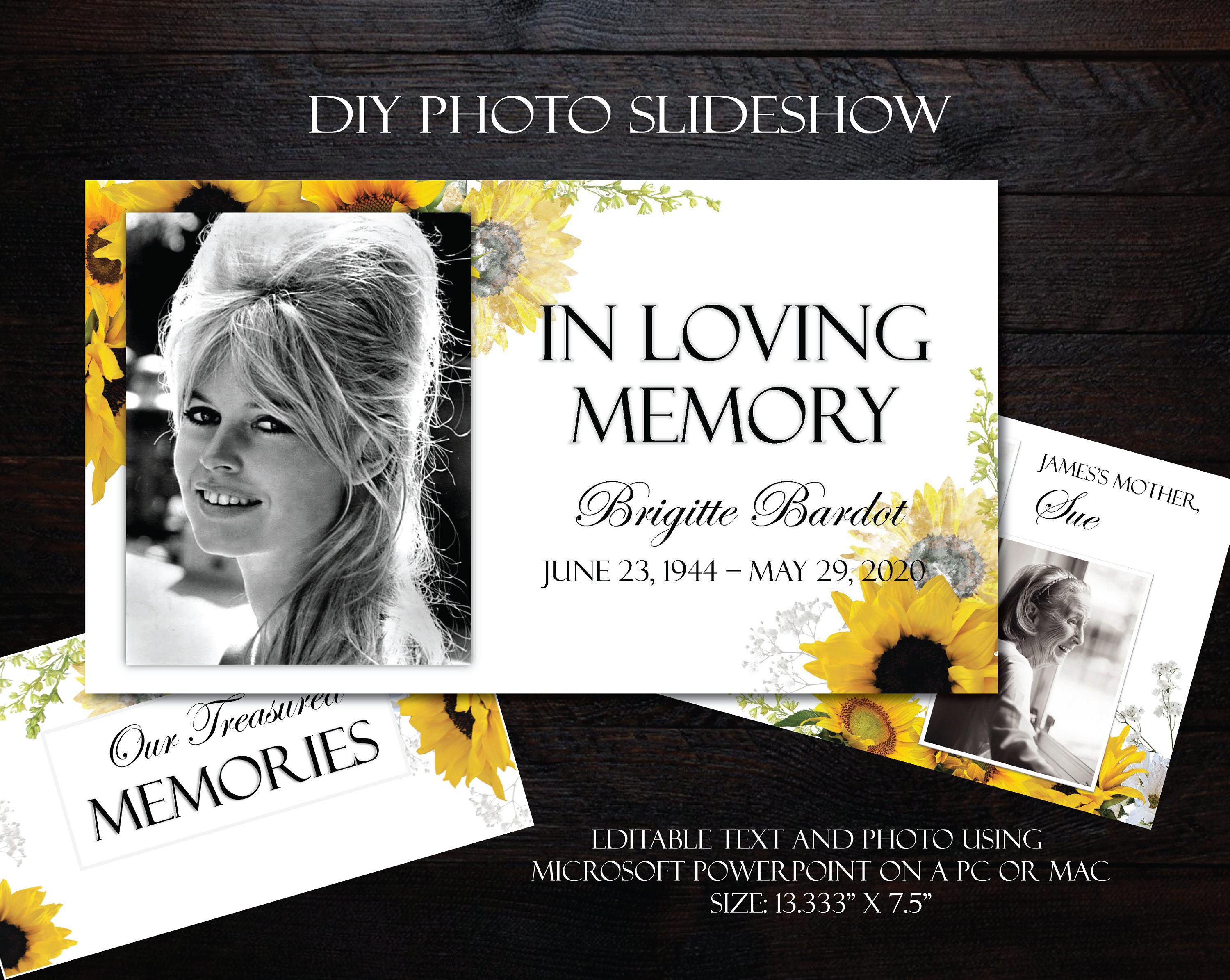 DIY Memorial Foto Diashow PowerPoint Sonnenblumen  Etsy In Funeral Powerpoint Templates