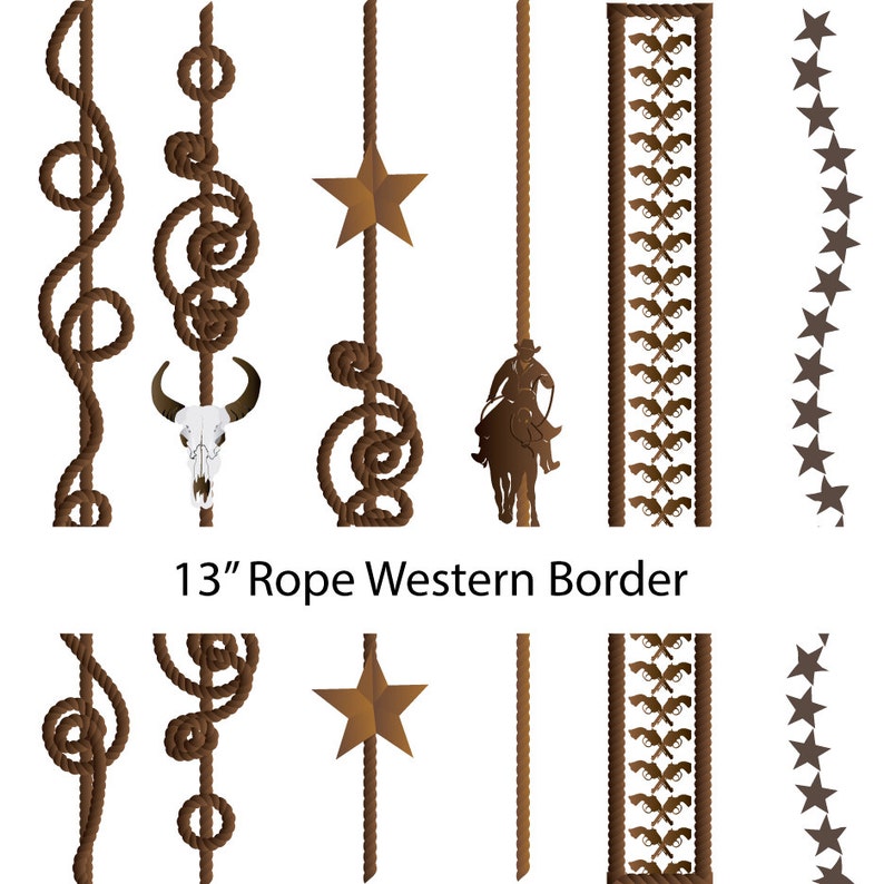 Western Cowboy Vertical Border Overlay Clipart Graphics High Etsy
