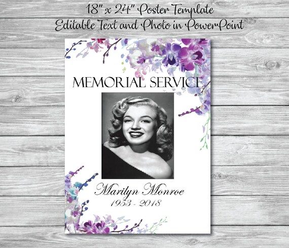 Items similar to Printable Memorial Poster 18"x 24" | Printable Funeral ...
