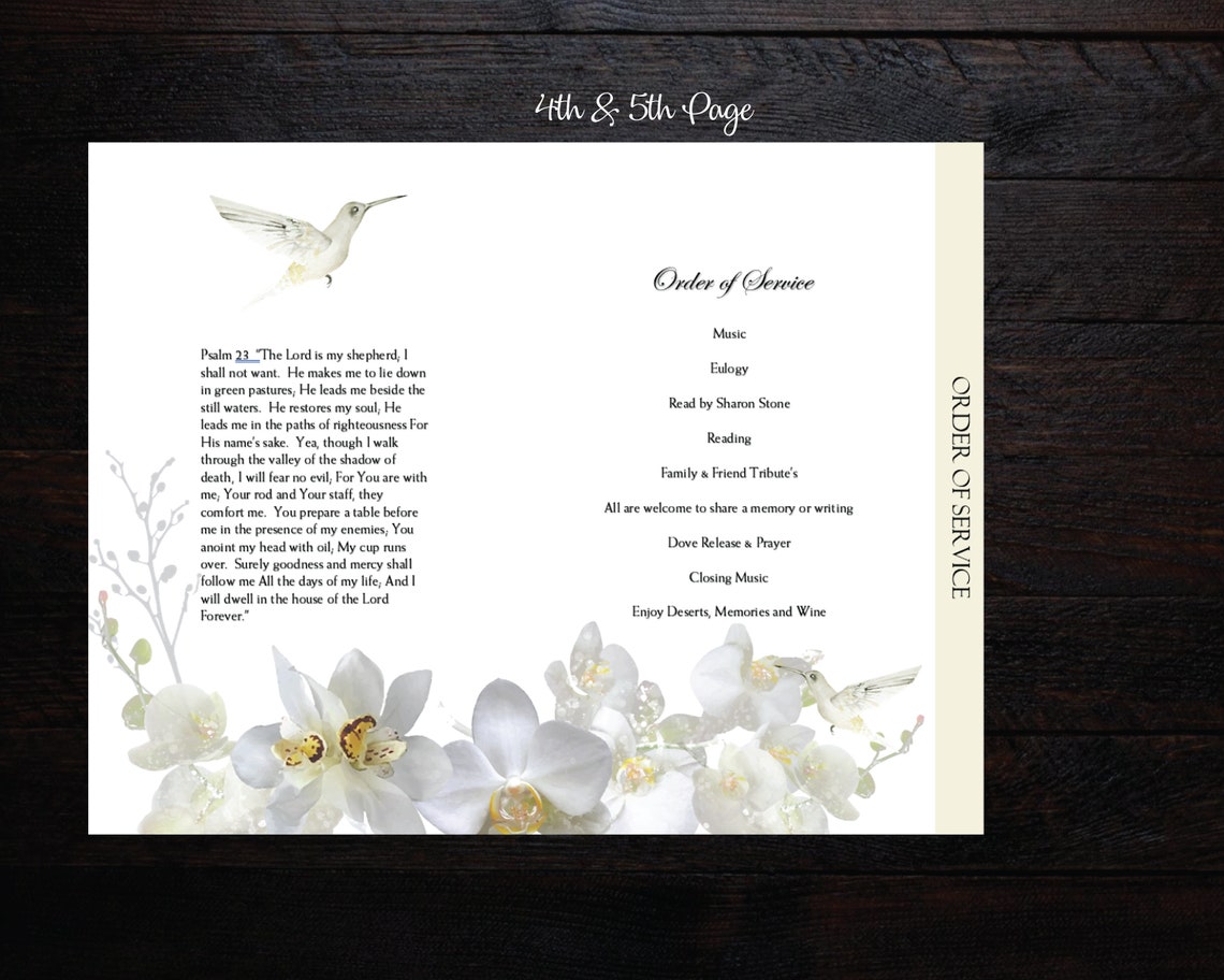 Elegant Funeral Program Template Graduated Fold Funeral - Etsy