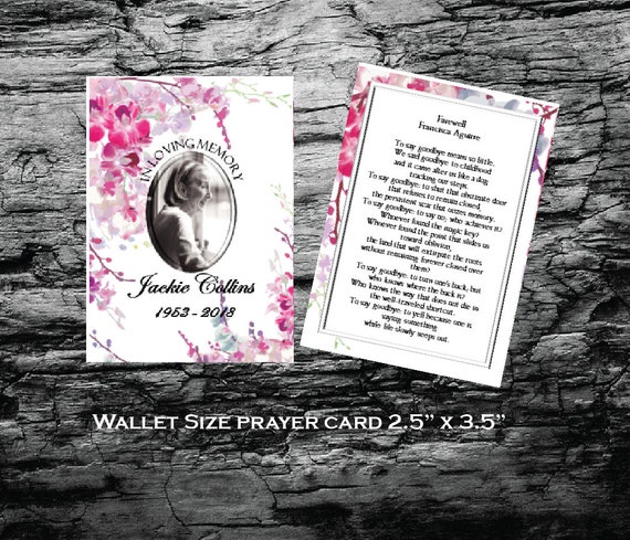 Diy Printable Funeral Prayer Card 2 5 X 3 5 Wallet Size Etsy