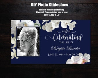 Blaue Orchidee Beerdigung Slideshow Vorlage: DIY Gedenkstätte Power Point (Digitaler Download)