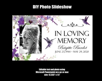 DIY Memorial Photo Slideshow PowerPoint | Purple Orchid Hummingbird | Funeral Photo Slide Show | Funeral Viewing Slideshow