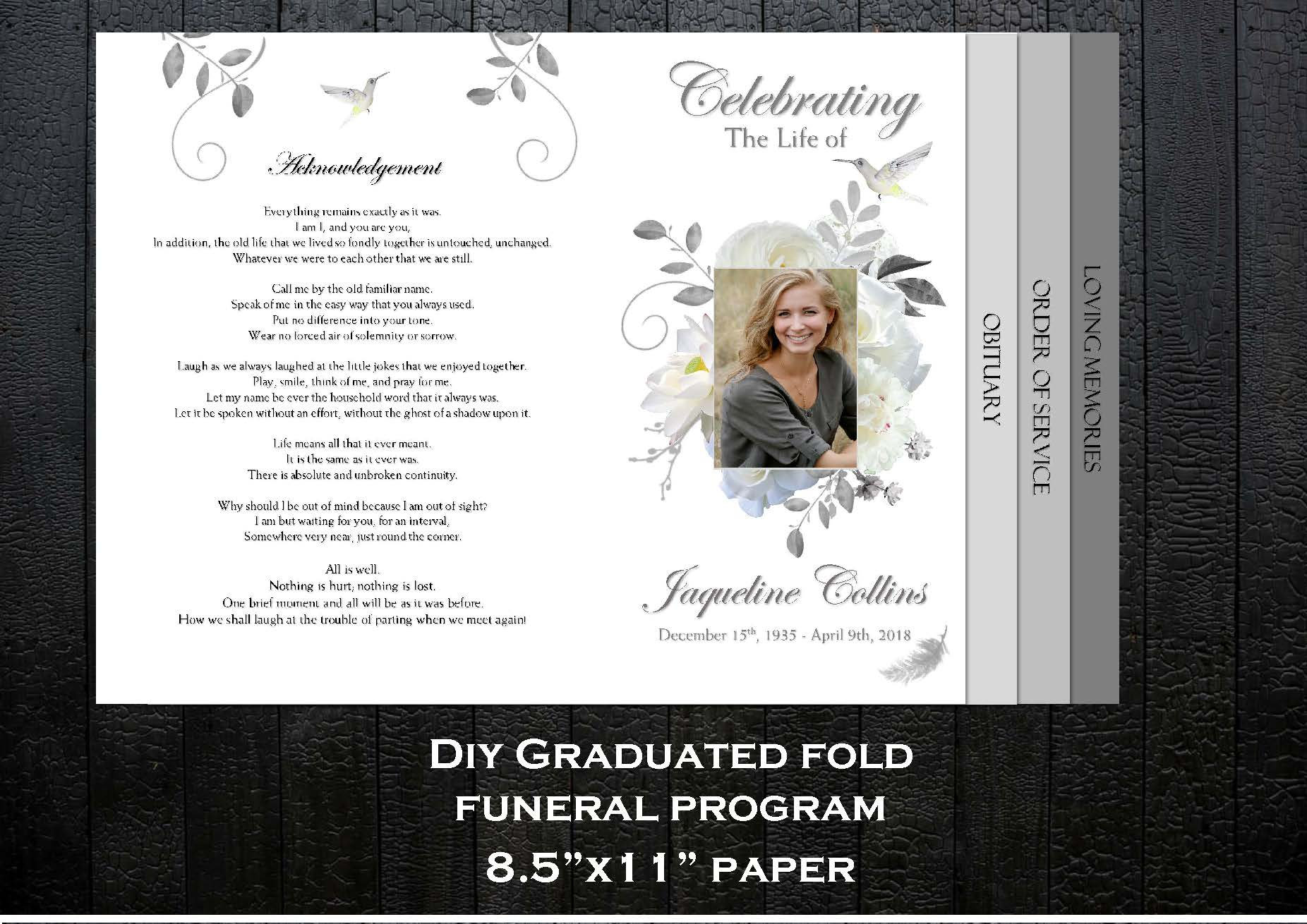 Funeral Program Template 8 Pages Graduated Fold Funeral - Etsy Canada