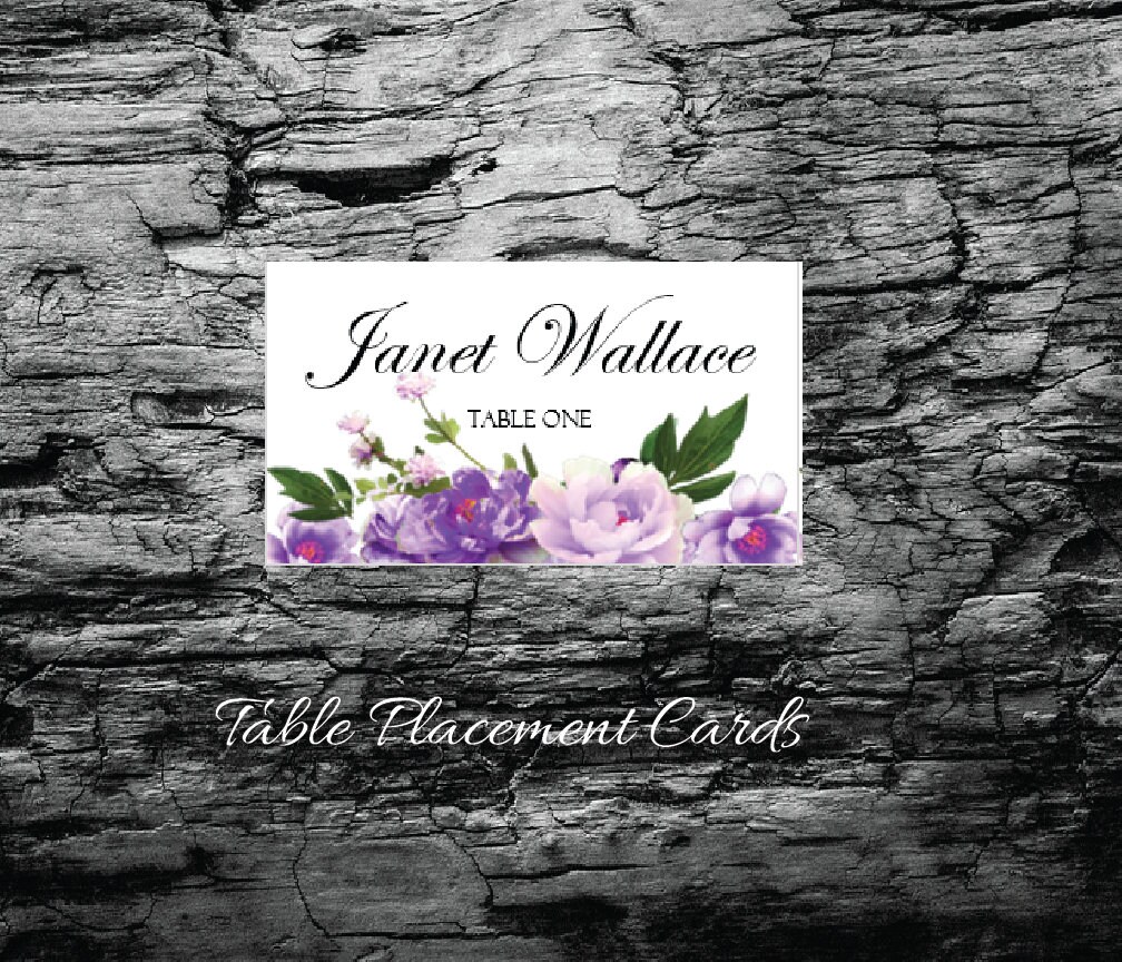 Printable Wedding Table Place Card Template purple | Etsy