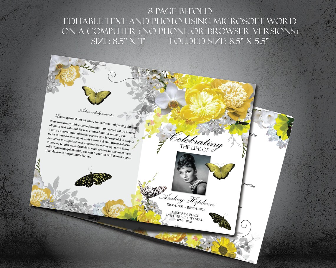 Funeral Program Template 8 Page Bifold Funeral Program Etsy