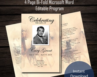 Pferde Gedenkprogramm Vorlage: Bearbeitbare Beerdigung (MS Word) Sofort Download