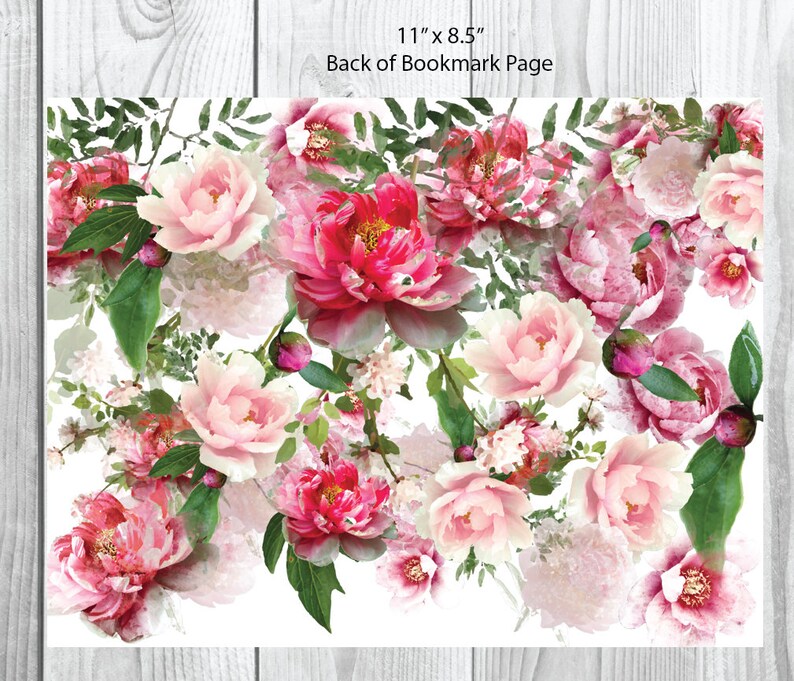 DIY Pink Peony Funeral Bookmark Template Diy Memorial Etsy