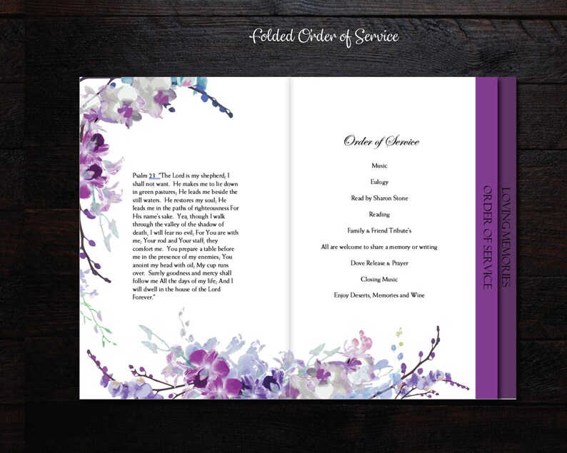 Elegant Funeral Program Template Graduated Fold Funeral Etsy