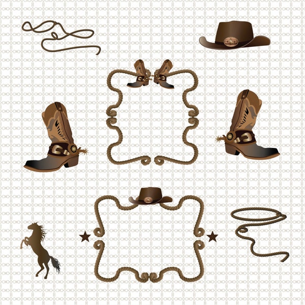 Western Cowboy Border clipart Graphics High Resolution Graphic Digital Clip Art Scrapbooking