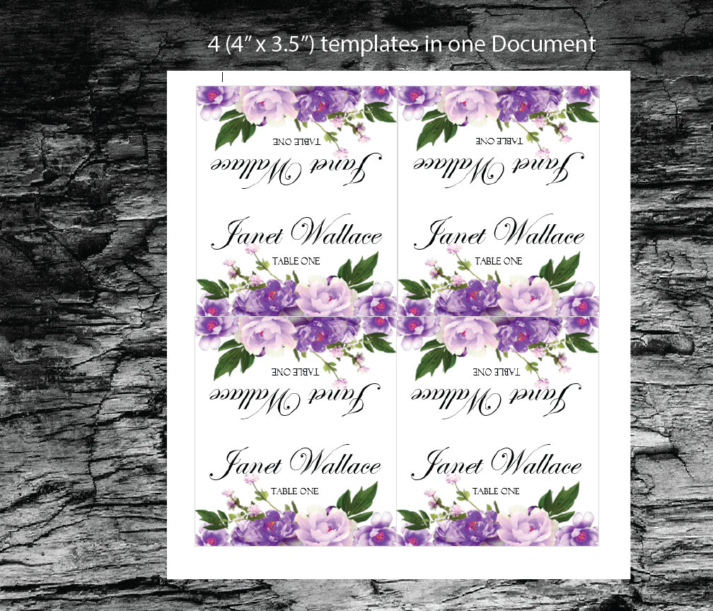 Printable Wedding Table Place Card Template purple | Etsy