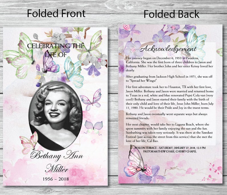 Funeral Program Template DIY Printable Memorial Program Etsy Canada