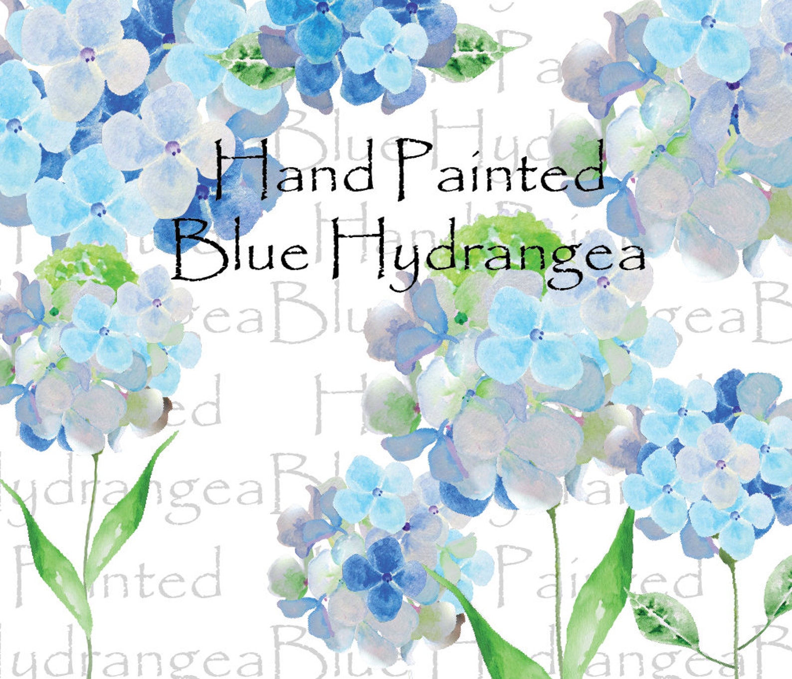Hand Painted Watercolor Blue Hydrangea Clip Art Wreath High | Etsy