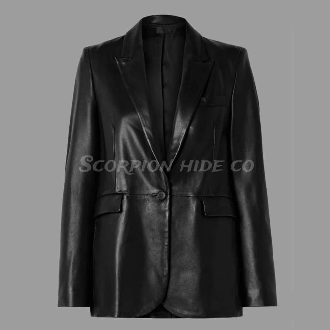 Black Leather Blazer Women’s Handmade Genuine Lambskin Coat, Classic — free download