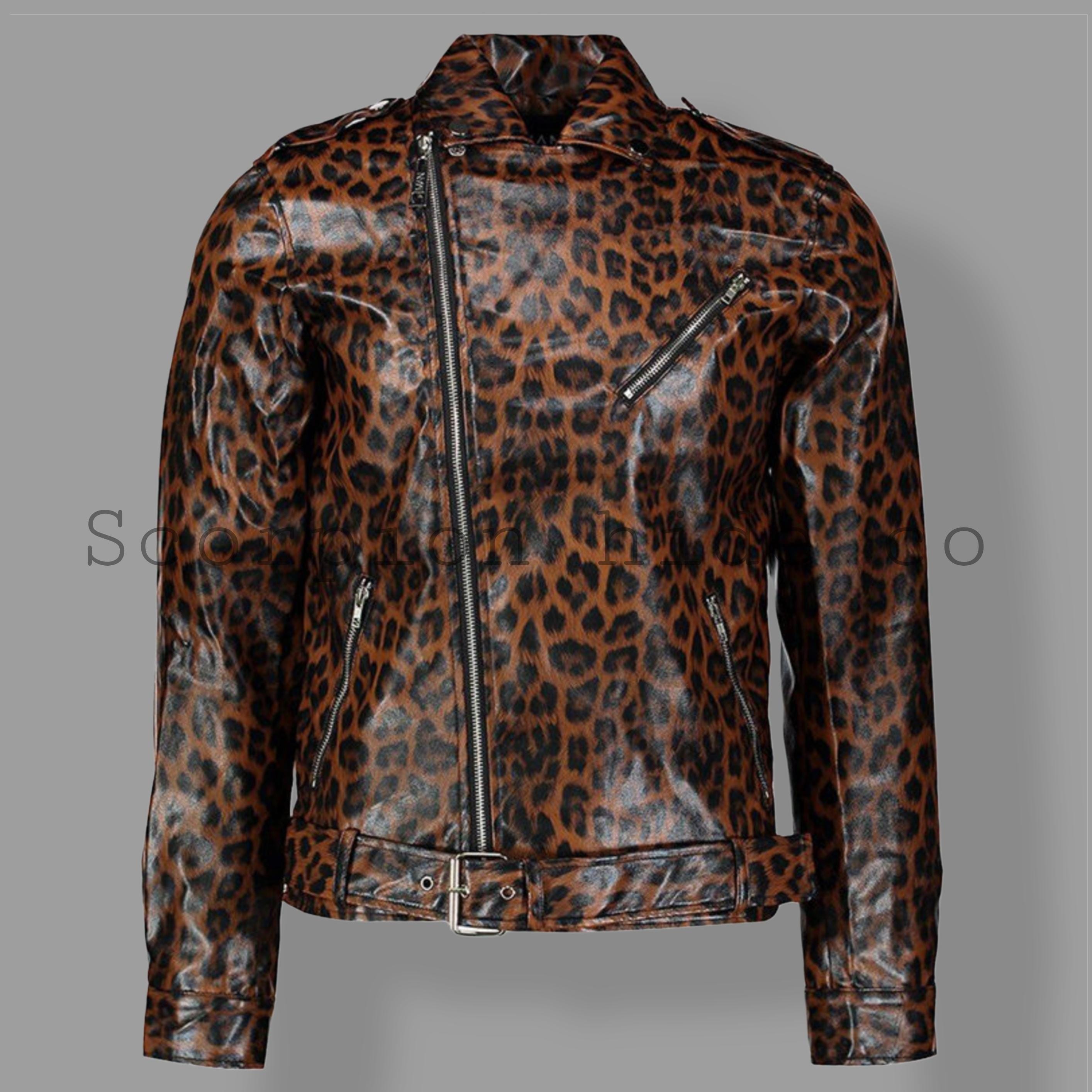Leopard Biker Jacket - Etsy