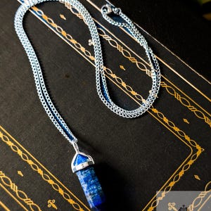Lapis Lazuli Pendant necklace for Men / Women with stainless steel chain, Natural Stone Jewellery.