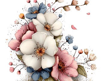 23 Flowers Spring Clipart: Floral Graphics  (Digital Download - PNGs)