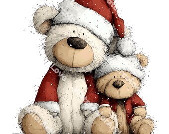 30 Christmas Teddy Bear Clipart: Festive Holiday Graphics (Digital Download - PNGs)