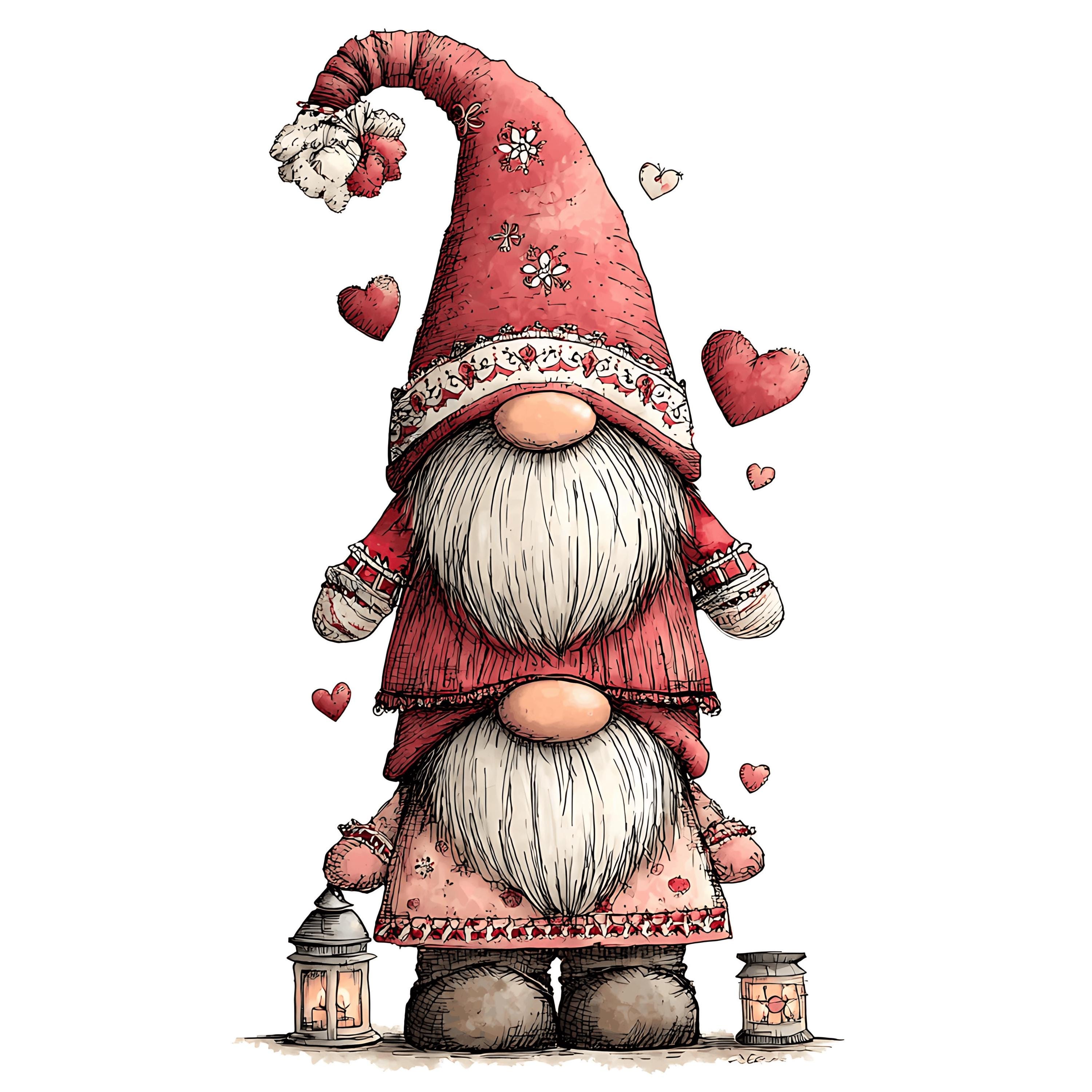 25 Valentine Gnome Clipart – Cute Watercolor Love Gnomes Pngs (digital ...