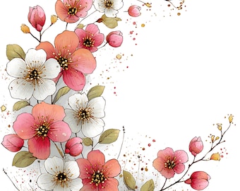 Clipart de 23 flores de primavera: Gráficos florales (Descarga digital - PNG)