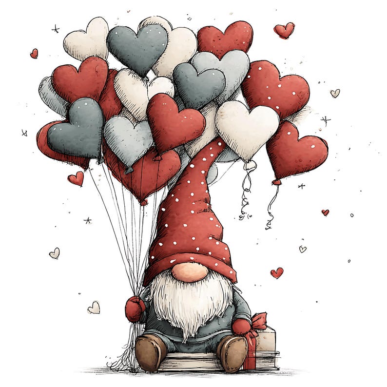 25 Valentine Gnome Clipart – Cute Watercolor Love Gnomes Pngs (digital ...