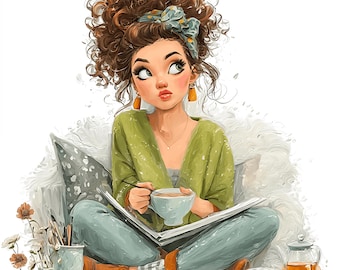 Pacchetto di 26 Clipart di ragazze lavoratrici stravaganti: grafica Lady Boss (download digitale PNG)
