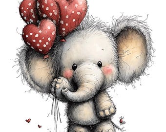 17 Imágenes de Elefantes para San Valentín: Gráficos originales (PNG - Descarga digital)