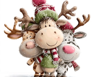 Sweet Christmas Animals PNG Bundle: Winter Woodland Clip Art (15 Digital Download PNGs)