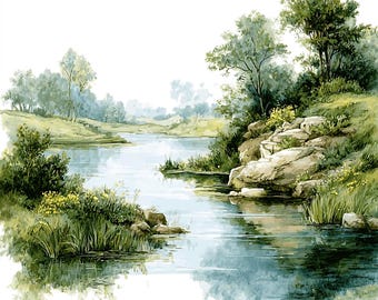 21 Lake Landscape Clipart, Nature Landscape, Mountain Lake ( PNG - Digital Download)