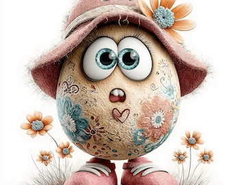 22 oeufs de Pâques rigolos clipart : images PNG fantastiques (téléchargement numérique)