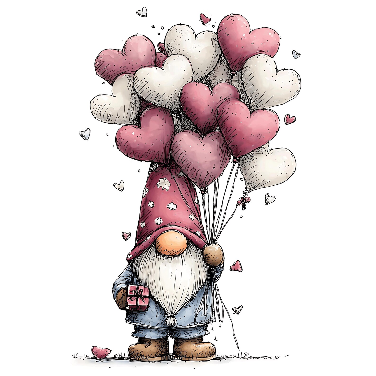 25 Valentine Gnome Clipart – Cute Watercolor Love Gnomes Pngs (digital ...