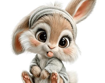 16 Cute Rabbit Clipart: Festive Holiday ( PNGS Digital Download)