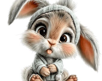 15 Cute Rabbit Clipart: Festive Holiday ( PNGS Digital Download)