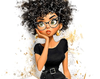 15 Black Girl Boss Clipart Bundle: Fashion Planner Art (PNG Digital Download)