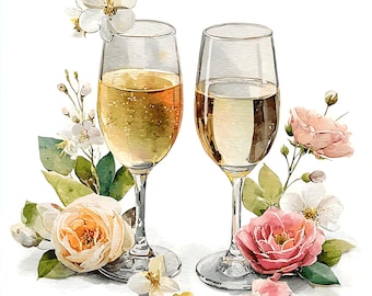 21 Hochzeit Gläser Clipart, Sektgläser Clipart (PNGs digitaler Download)