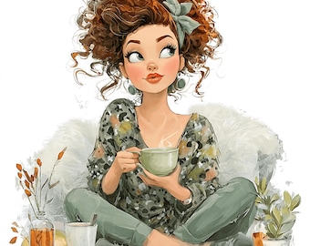Pacchetto di 26 Clipart di ragazze lavoratrici stravaganti: grafica Lady Boss (download digitale PNG)