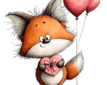 16 Cute Valentine's day fox png, Cute Christmas Fox Clipart  (PNGs Digital Download)