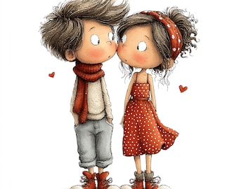 24 Valentine Couple Clipart – Cute Romantic PNGs (Digital Download)