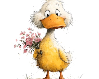 30 Watercolor Duck Clipart Set Baby Duck PNG, Spring Farm Animals (PNG - Digital Download)